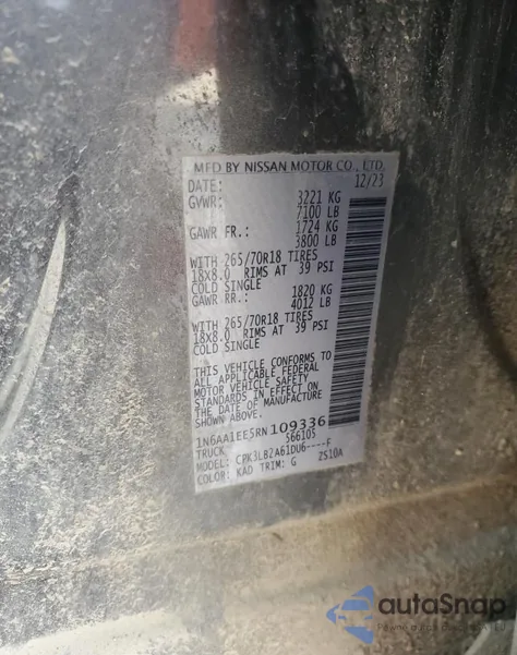 2024 Nissan Titan S from USA, damaged, VIN 1N6AA1EE5RN109336